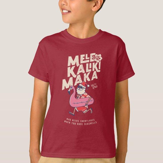 Mele Kalikimaka Santa Flamingo Christmas Abaway T T-Shirt (Vorderseite)