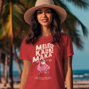 Mele Kalikimaka Santa Flamingo Christmas Abaway T T-Shirt