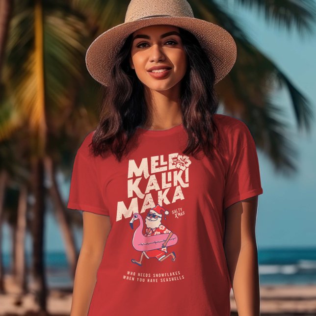 Mele Kalikimaka Santa Flamingo Christmas Abaway T T-Shirt (Mele Kalikimaka Santa Flamingo Christmas Getaway T-Shirt)