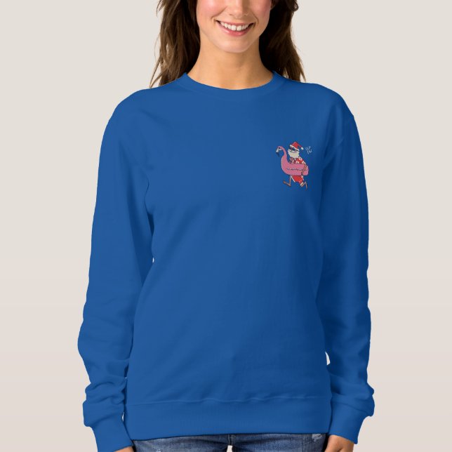 Mele Kalikimaka Santa Flamingo Christmas Getaway S Sweatshirt (Vorderseite)