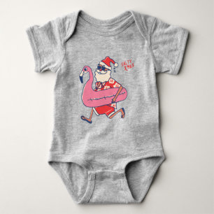Mele Kalikimaka Santa Flamingo Christmas Getaways Baby Strampler