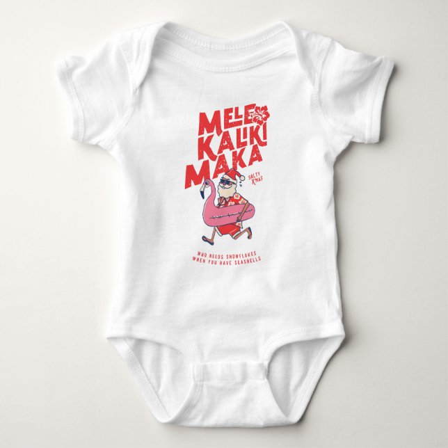 Mele Kalikimaka Santa Flamingo Christmas Getaways Baby Strampler (Vorderseite)