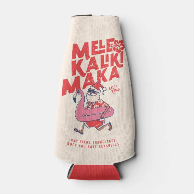 Mele Kalikimaka Santa Flamingo Christmas Getaways Flaschenkühler (Vorderseite)