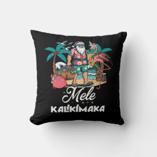 Mele Kalikimaka Santa Flamingo Tropical Christmas Kissen