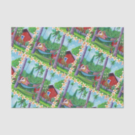 Mele Kalikimaka Santa on Vacation in Hawaii Seidenpapier