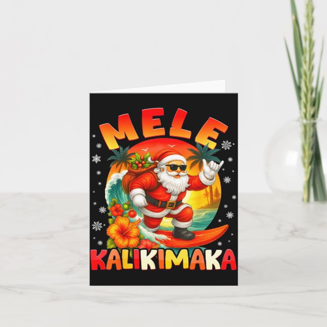 Mele Kalikimaka Santa Rock On Hawaii Christmas Xma Karte (Vorderseite)