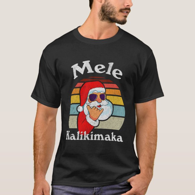 Mele Kalikimaka Santa Shaka Hawaii T-Shirt (Vorderseite)