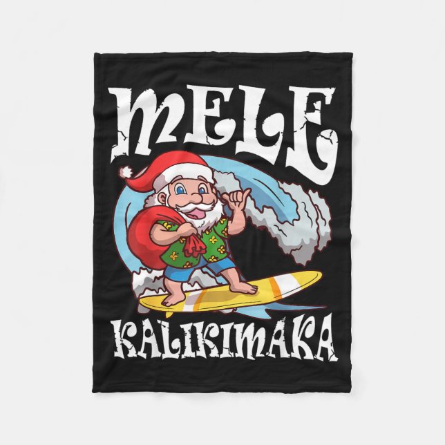 Mele Kalikimaka Santa Surfing Hawaii Christmas  Fleecedecke (Vorderseite)