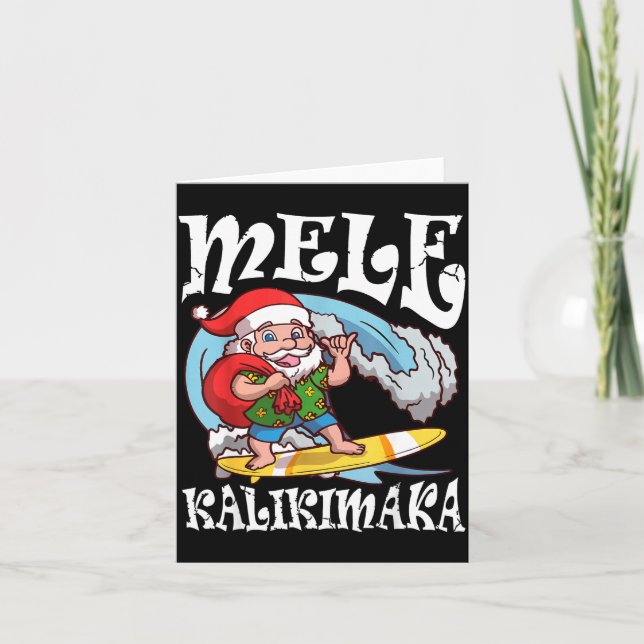 Mele Kalikimaka Santa Surfing Hawaii Christmas  Karte (Vorderseite)