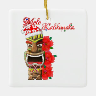 Mele Kalikimaka Santa Tiki Keramikornament