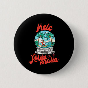 Mele Kalikimaka Schneekugel Santa Vintage Hawaiian Button