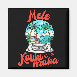 Mele Kalikimaka Schneekugel Weihnachtsmann Vintage Magnet