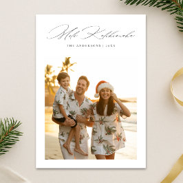 Mele Kalikimaka Script Tropical Family Photo Feiertagskarte