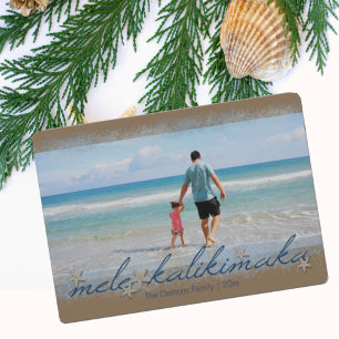 Mele Kalikimaka Script w/Starfish Holiday Foto Feiertagskarte