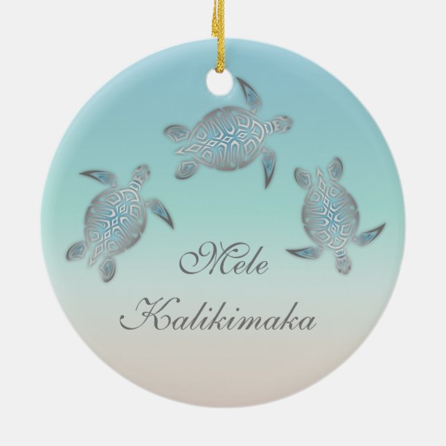  Mele Kalikimaka | Sea Turtle Hawaii Weihnachten Keramik Ornament (Hinten)