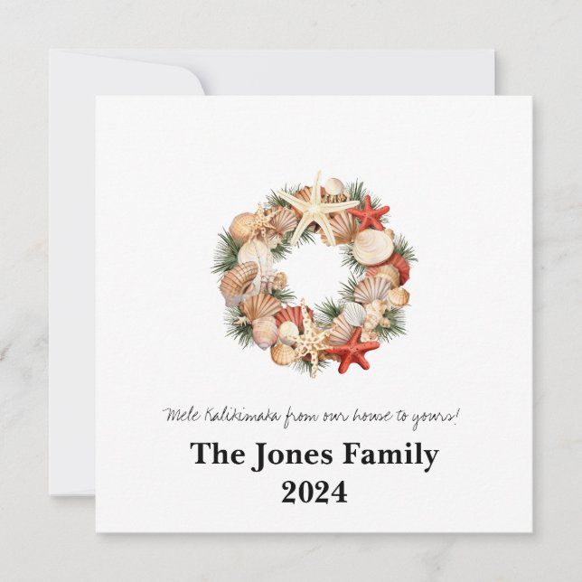 Mele Kalikimaka Seashell Wreath Feiertagskarte (Vorderseite)