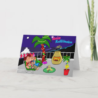 Mele Kalikimaka Stadt beleuchtet Gruß-Karte Feiertagskarte