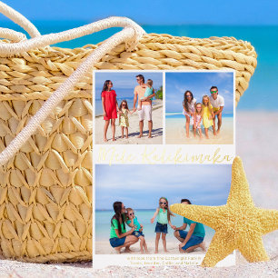 Mele Kalikimaka Strand Familienfoto Collage Gold Folien Feiertagskarte