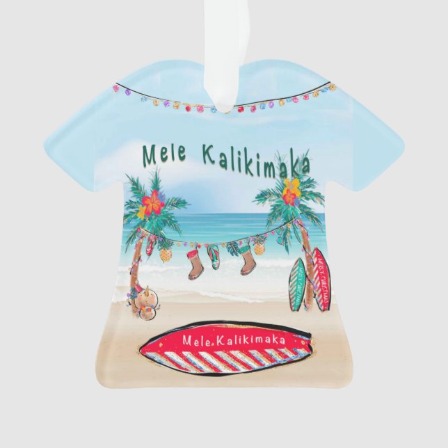 Mele Kalikimaka Surf Board Ornament (Vorderseite)