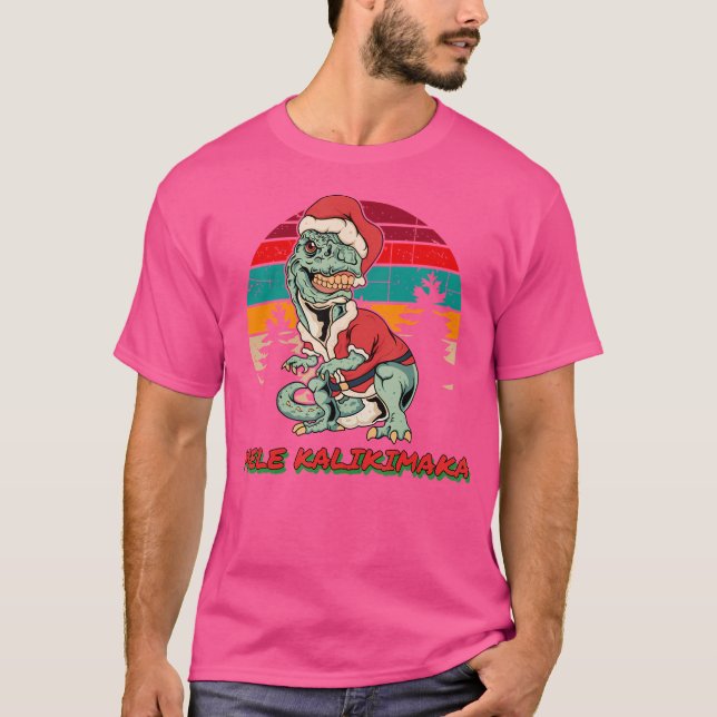 Mele Kalikimaka T Rex Shirt Hawaii Weihnachten (Vorderseite)
