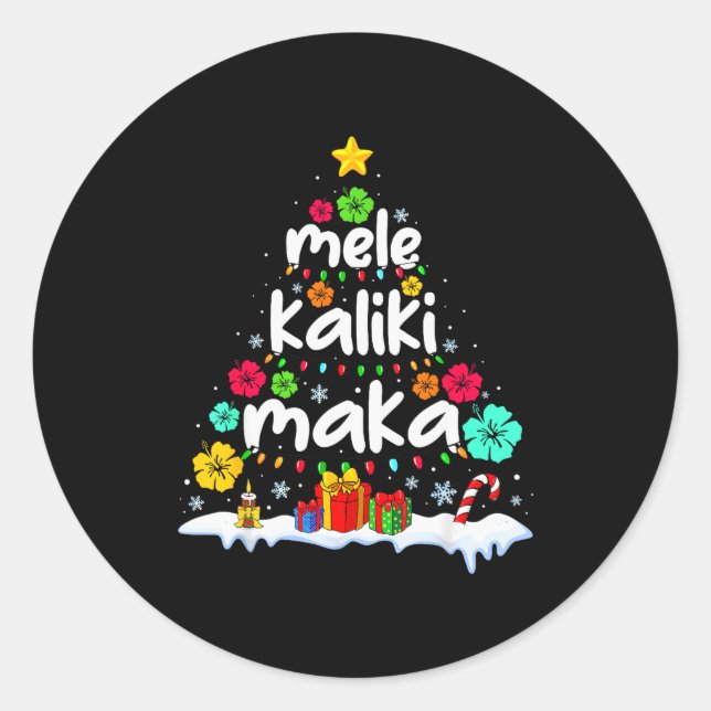 Mele Kalikimaka Trocal Christmas Hawaiian Santa Xm Runder Aufkleber (Vorderseite)