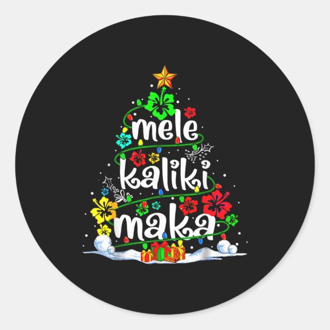 Mele Kalikimaka Trocal Christmas Hawaiian Santa Xm Runder Aufkleber (Vorderseite)