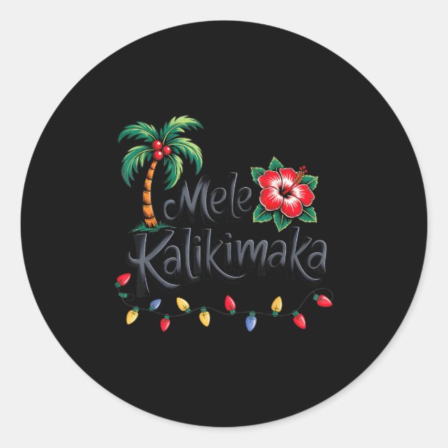 Mele Kalikimaka Trocal Christmas Hawaiian Xmas Fam Runder Aufkleber (Vorderseite)