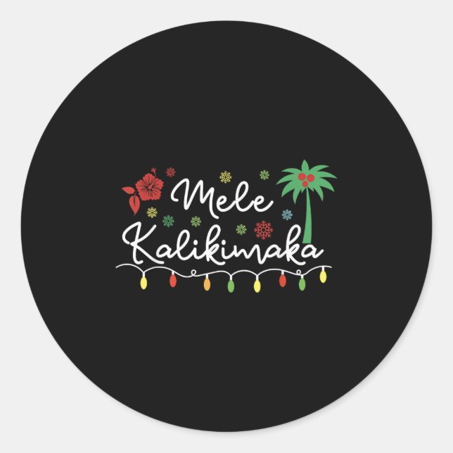 Mele Kalikimaka Trocal Holiday Palm Tree Xmas Hawa Runder Aufkleber (Vorderseite)