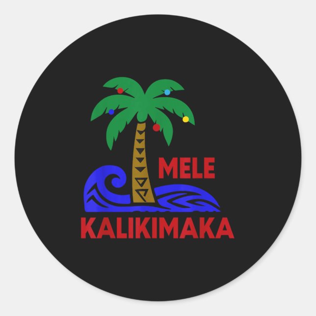 Mele Kalikimaka Trocal Holiday Palm Tree Xmas Hawa Runder Aufkleber (Vorderseite)
