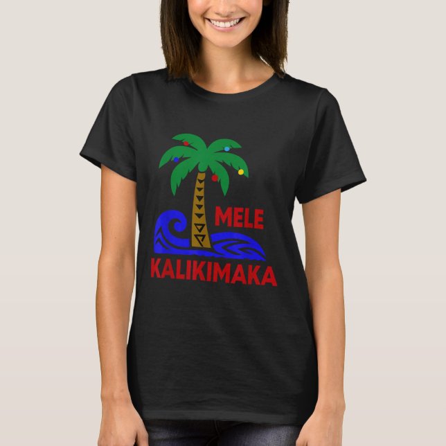 Mele Kalikimaka Trocal Holiday Palm Tree Xmas Hawa T-Shirt (Vorderseite)