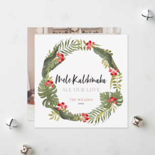 Mele Kalikimaka-Tropenkranz-Foto-Feiertagskarte Feiertagskarte