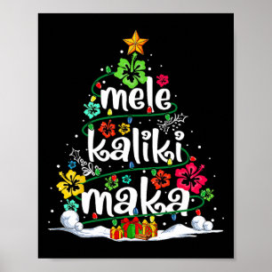 Mele Kalikimaka Tropical Christmas Hawaiian Santa Poster