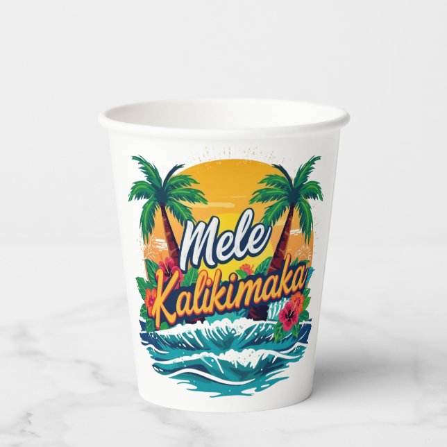 Mele Kalikimaka Tropical Christmas Pappbecher (Rückseite)