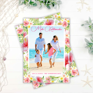 Mele Kalikimaka Tropical Floral Weihnachts-Foto Feiertagskarte