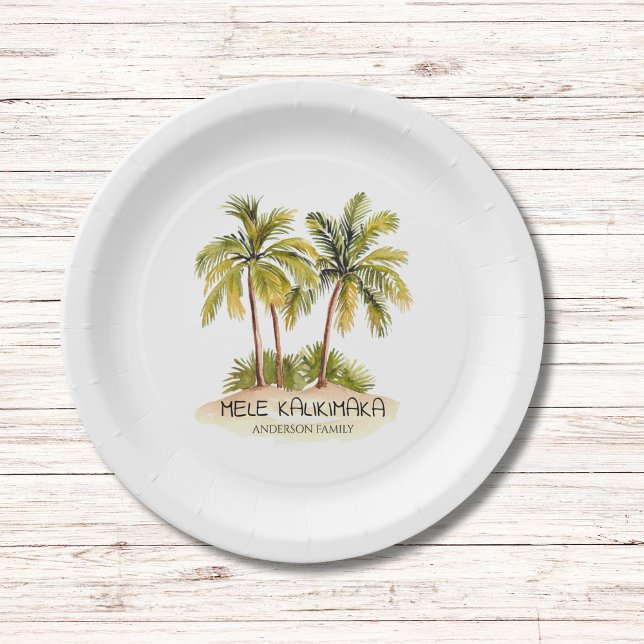 Mele Kalikimaka Tropical Hawaiian Weihnachten Pappteller (Von Creator hochgeladen)