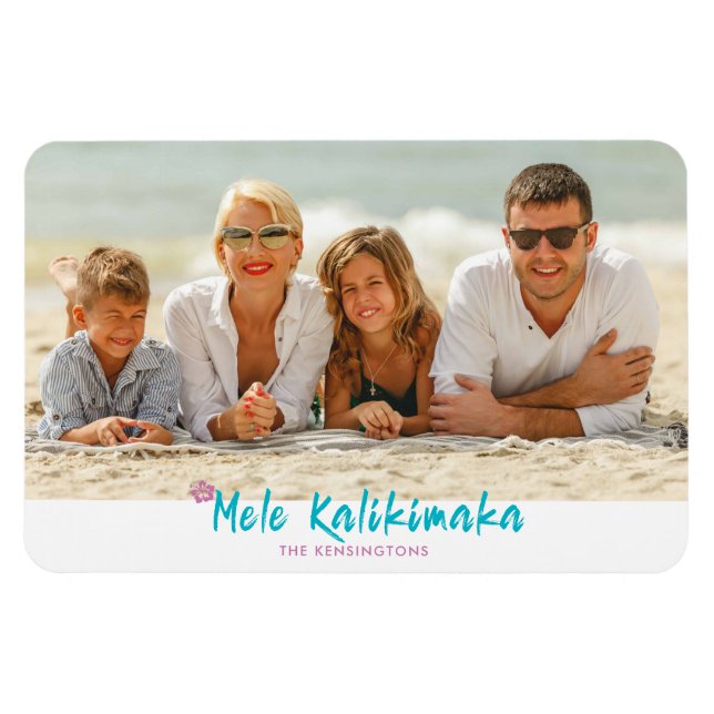 Mele Kalikimaka Tropical Hawaiian Weihnachts-Foto Magnet (Horizontal)