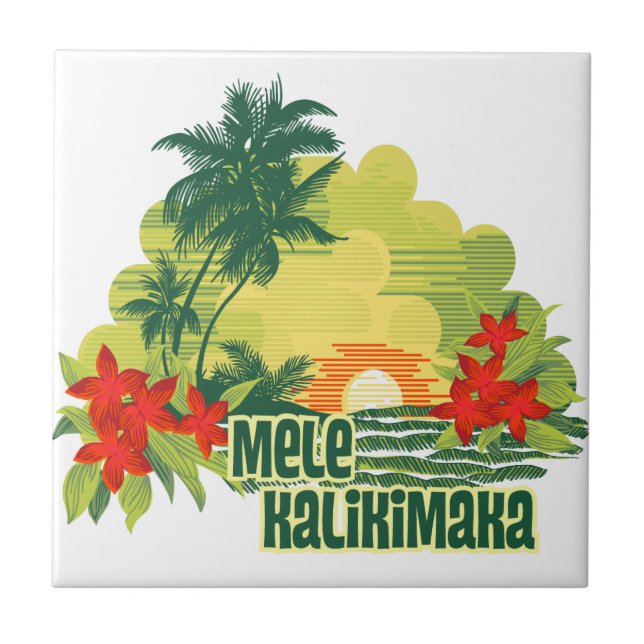 Mele Kalikimaka Tropical Island Hawaiian Weihnacht Fliese (Vorderseite)