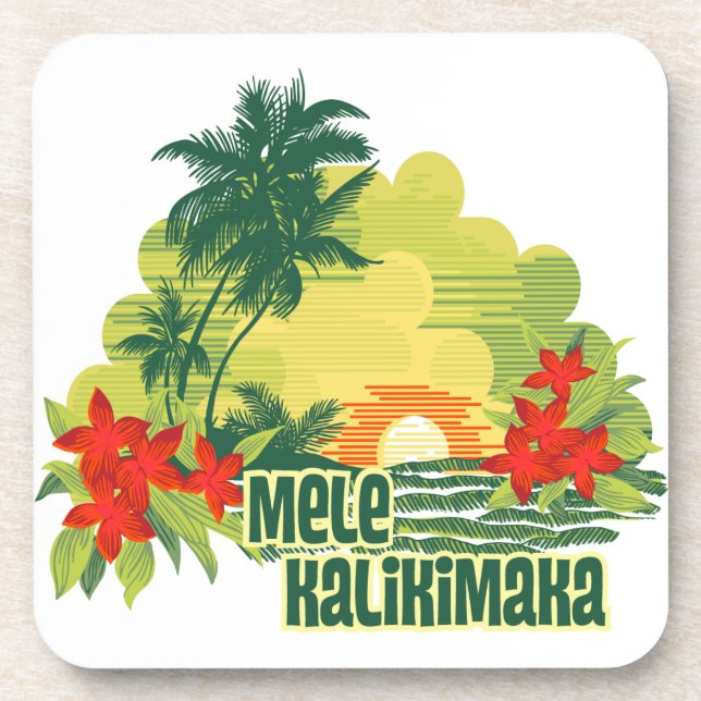 Mele Kalikimaka Tropical Island Hawaiian Weihnacht Untersetzer (Vorderseite)