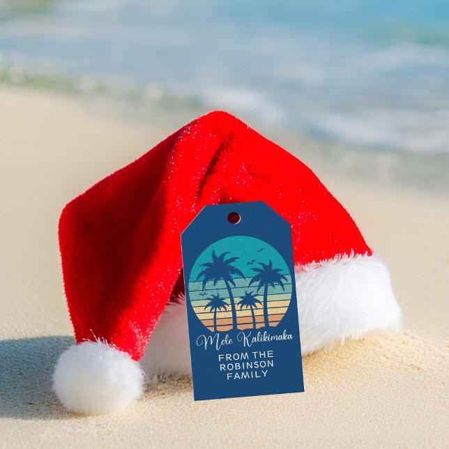 Mele Kalikimaka Tropical Sunset Christmas Party Geschenkanhänger (Von Creator hochgeladen)