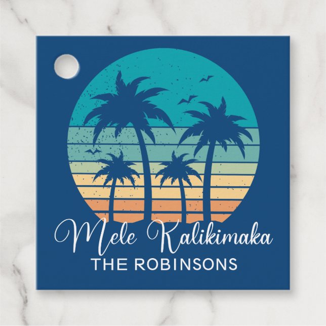 Mele Kalikimaka Tropical Sunset Christmas Party Geschenkanhänger (Vorderseite)