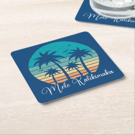 Mele Kalikimaka Tropical Sunset Christmas Party Rechteckiger Pappuntersetzer