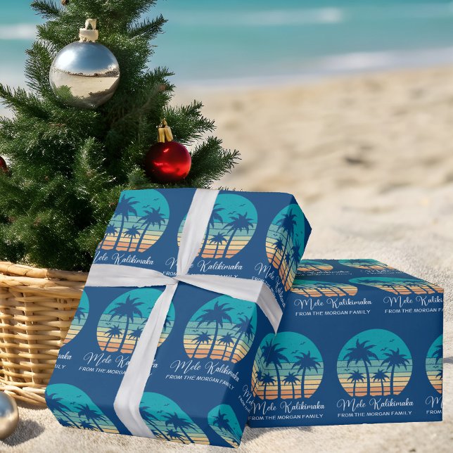 Mele Kalikimaka Tropical Sunset Custom Christmas Geschenkpapier (Von Creator hochgeladen)