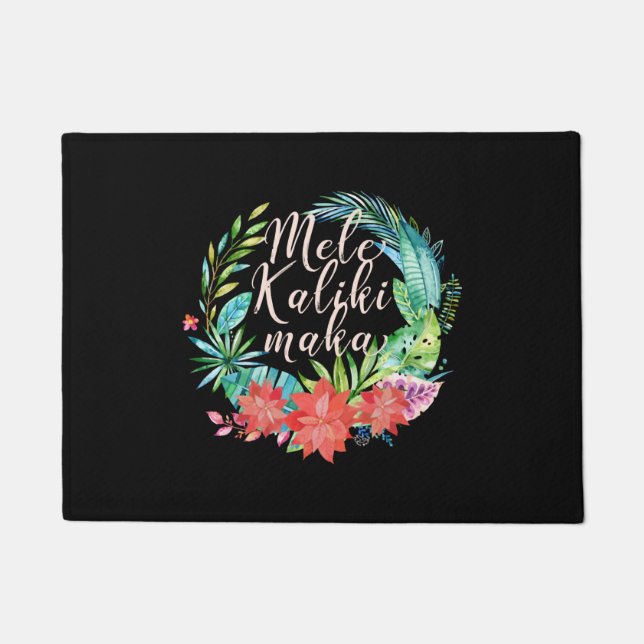 Mele Kalikimaka Tropical Wreath Hawaiian Christmas Fußmatte (Vorderseite)