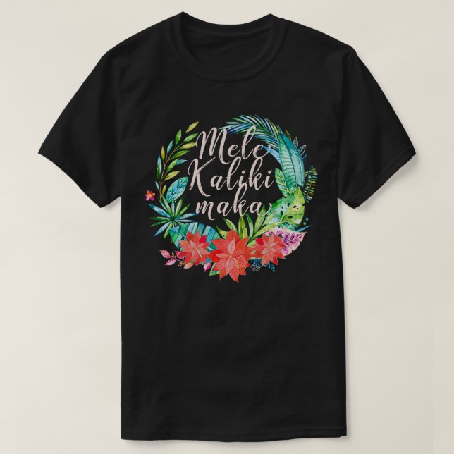 Mele Kalikimaka Tropical Wreath Hawaiian T-Shirt (Design vorne)