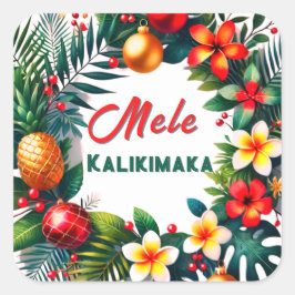 Mele Kalikimaka -Tropical  Xmas Quadratischer Aufkleber