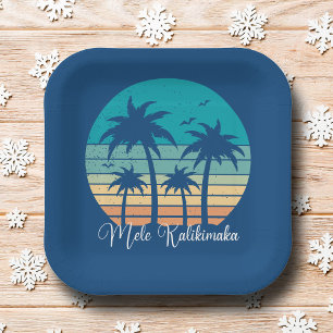 Mele Kalikimaka Tropicaler Sonnenuntergangs-Weihna Pappteller