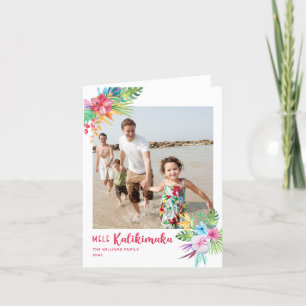 Mele Kalikimaka Tropische Blume Foto Holiday Car Feiertagskarte