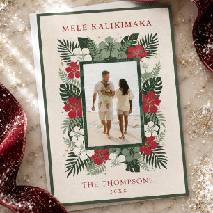 Mele Kalikimaka Tropische Blumenfoto Feiertagskarte