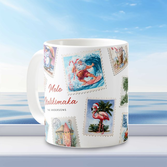 Mele Kalikimaka Tropische Briefmarke Kaffeetasse (Von Creator hochgeladen)