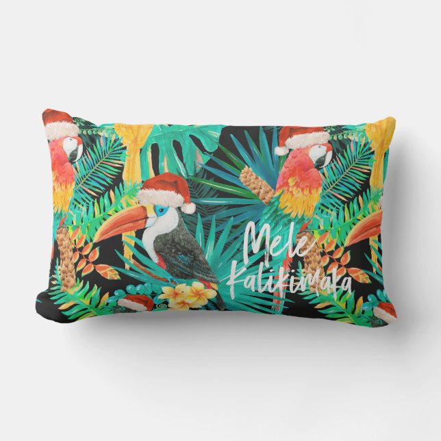 Mele Kalikimaka Tropische Jungle-Vögel Kissen Für Draußen (Vorderseite)